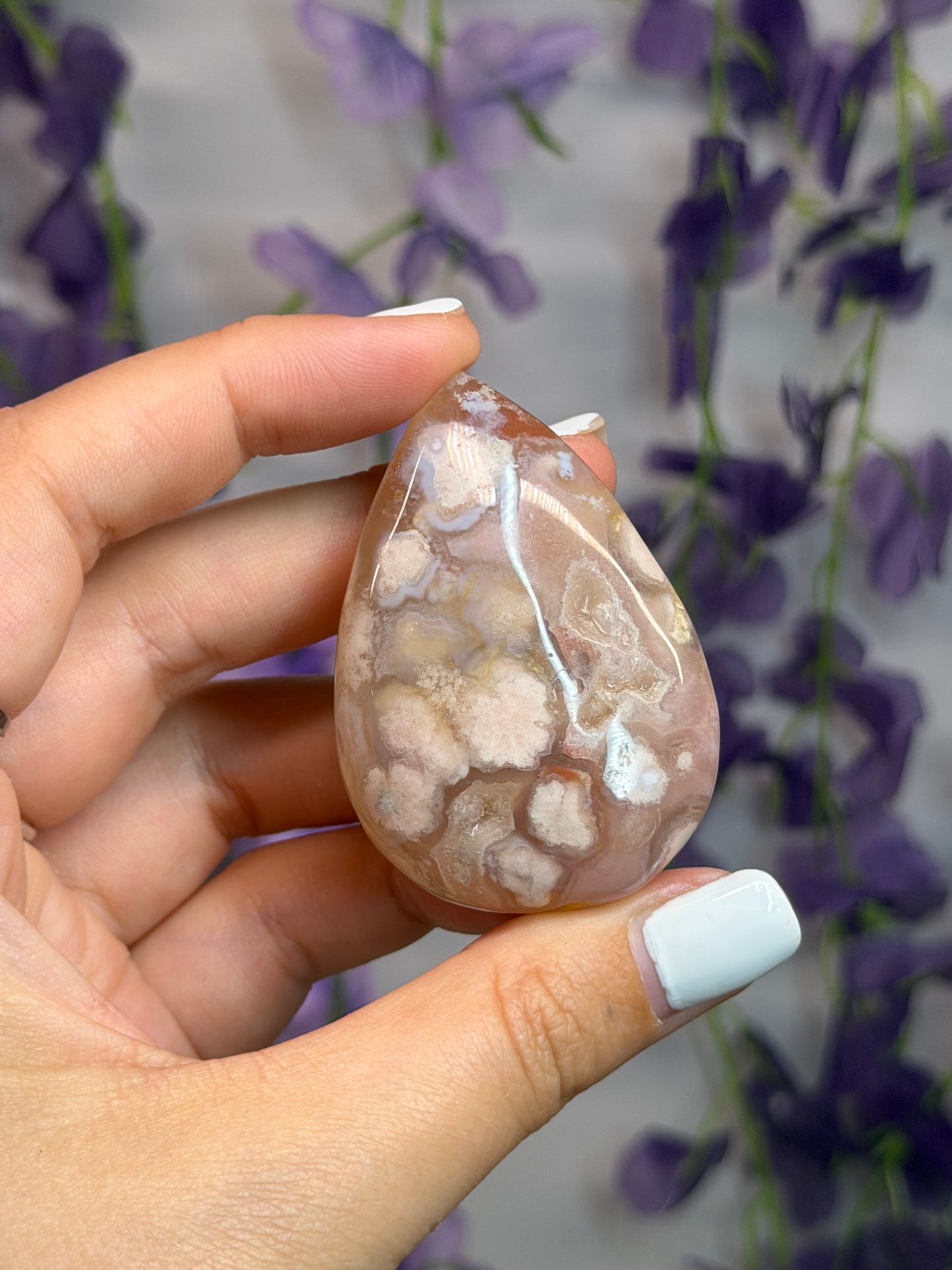 Flower Agate Teardrop