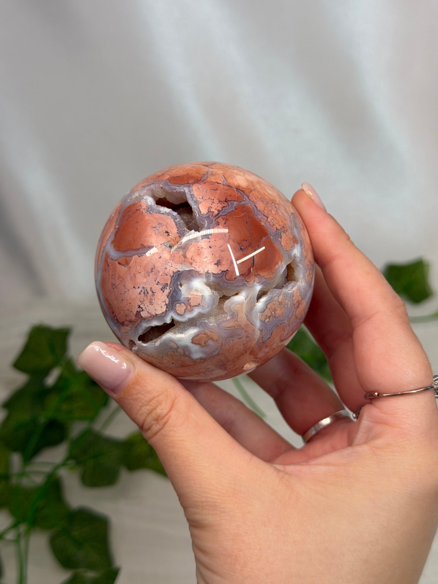 6.5cm Pink Petal Agate Sphere