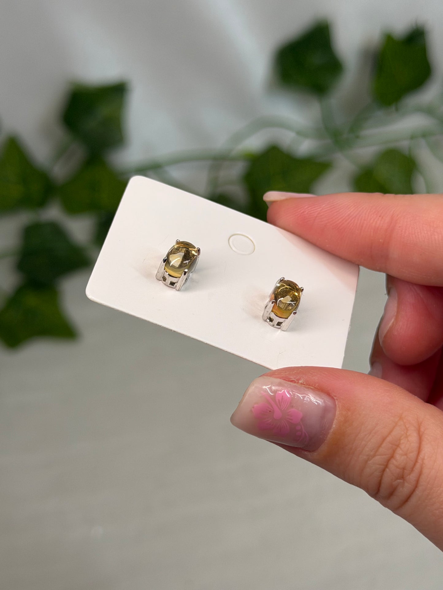 Oval Citrine Studs (925 sterling Silver)