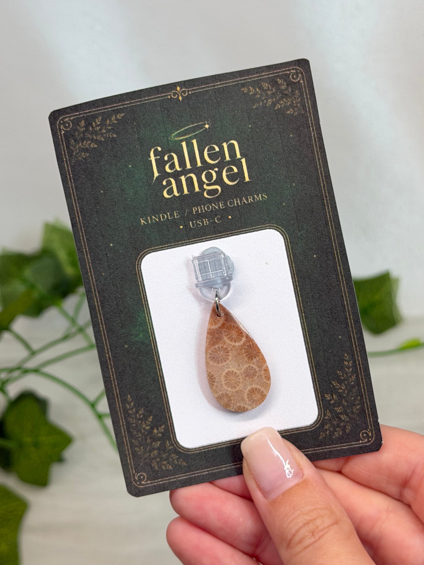 Fossilised Coral USB-C Phone/Kindle Charm