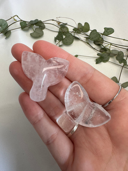 Rose & Clear Quartz Whale Tail