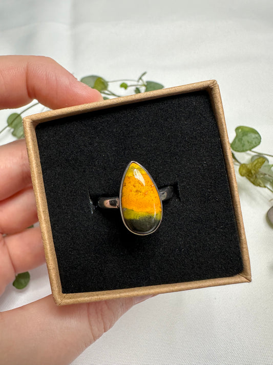 Bumblebee Jasper Size M1/2 Ring A (935 Sterling Silver)