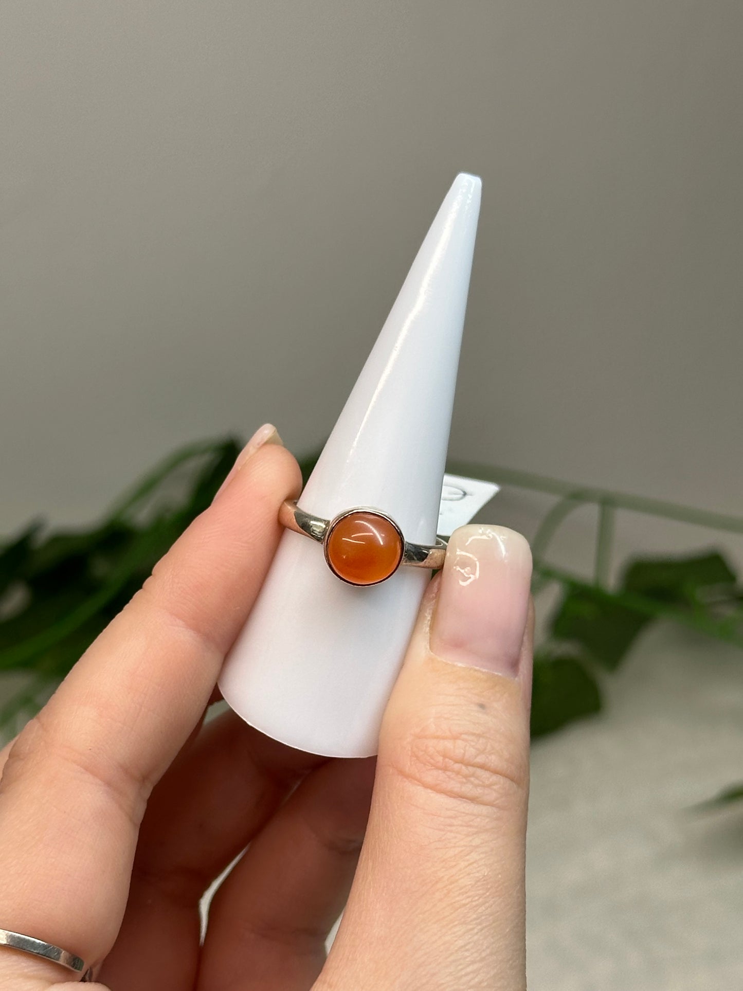 Carnelian Ring Size Q (925 Sterling Silver)