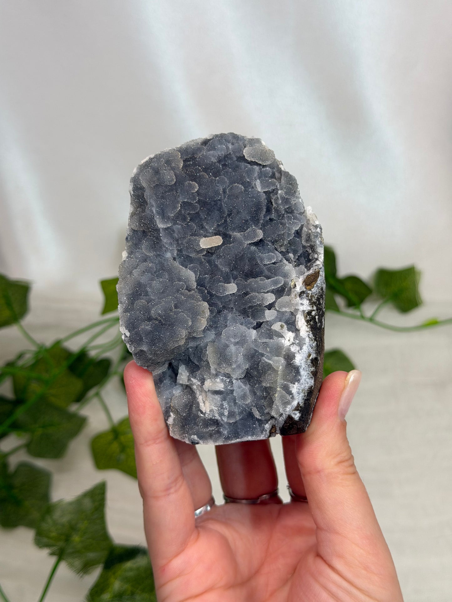 Apophyllite & Stilbite on Black Chalcedony Cutbases