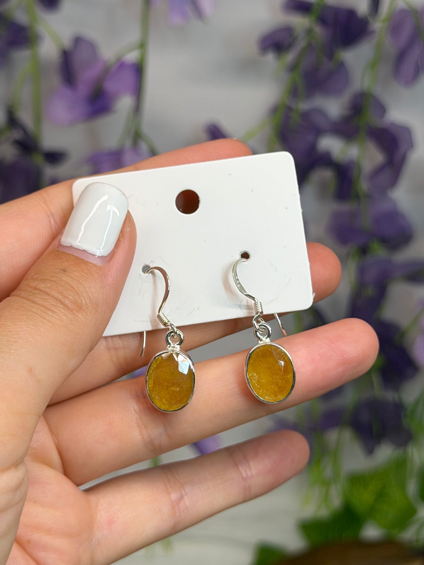 Yellow Sapphire Dangly Earrings (925 Sterling Silver)