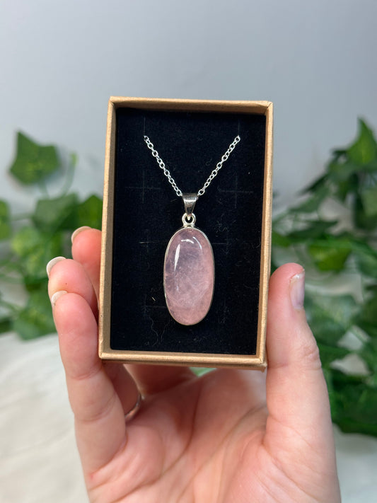 Rose Quartz Pendant (925 Sterling Silver)