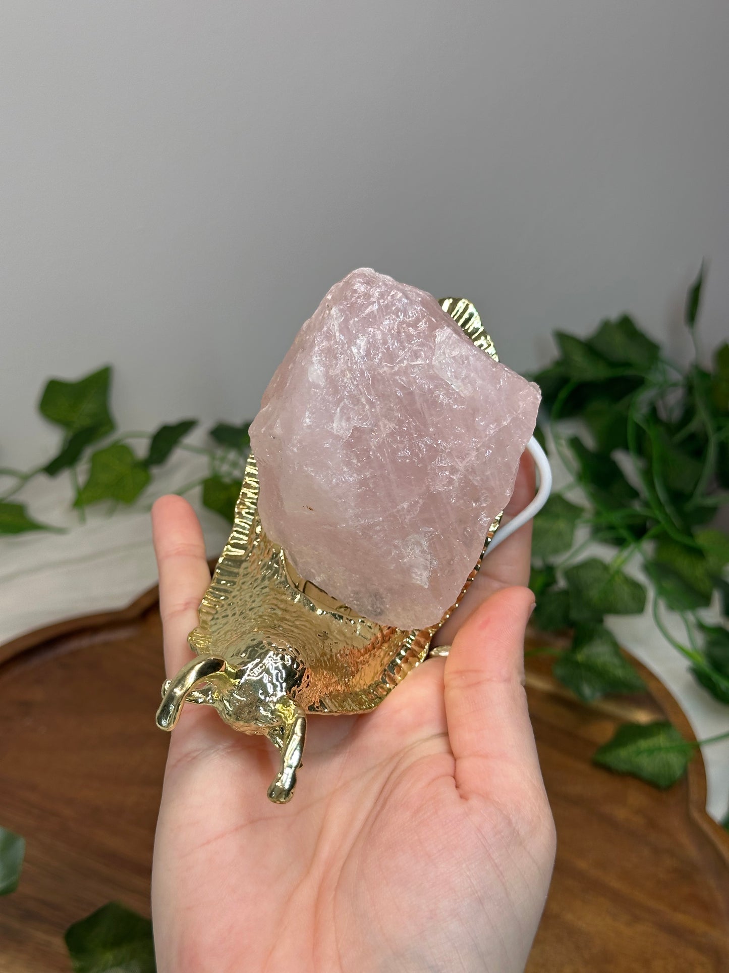 Rose Quartz Snail Lamp