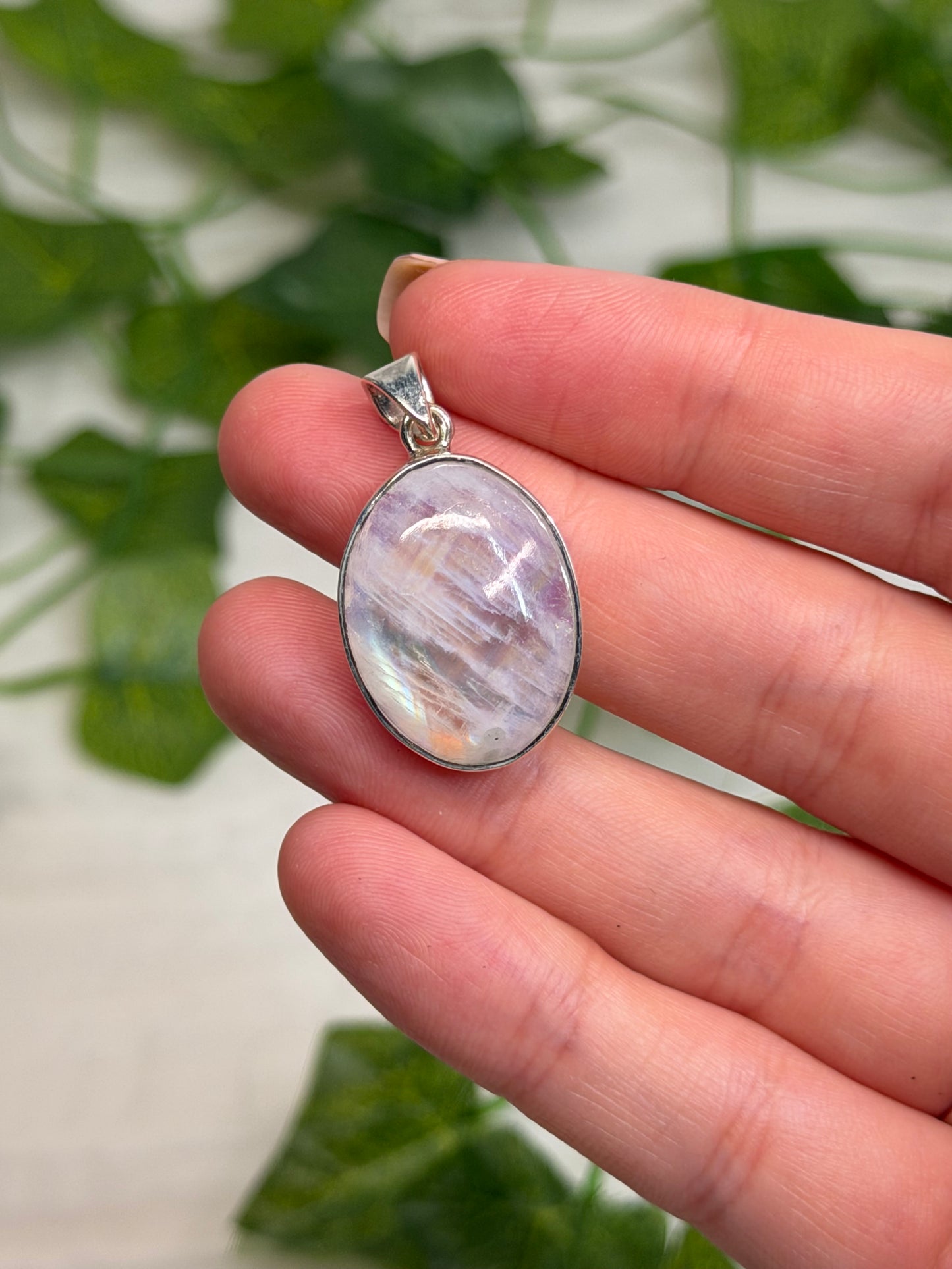 Oval Moonstone Pendant (925 Sterling Silver)