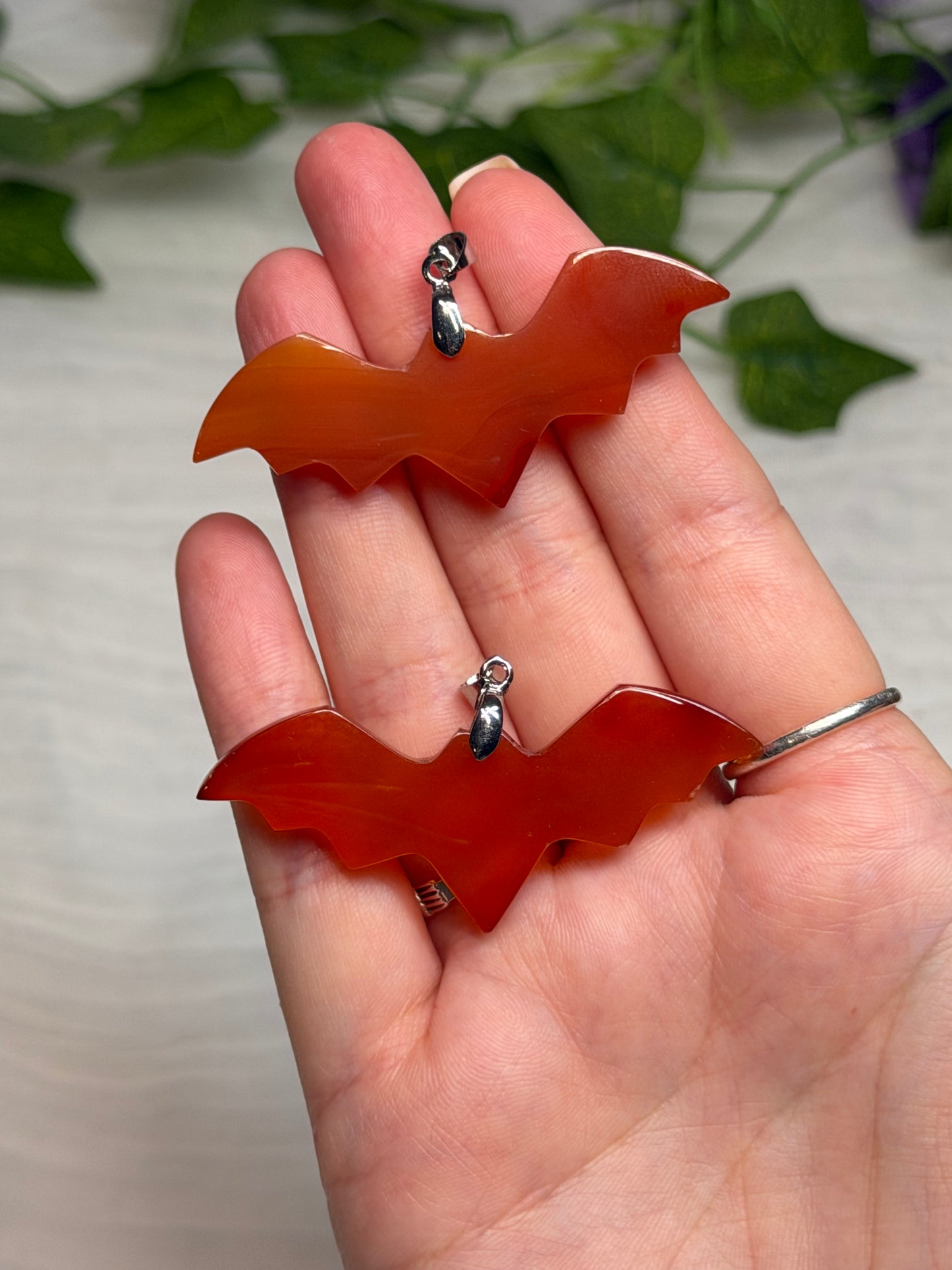 Carnelian Bat Pendants