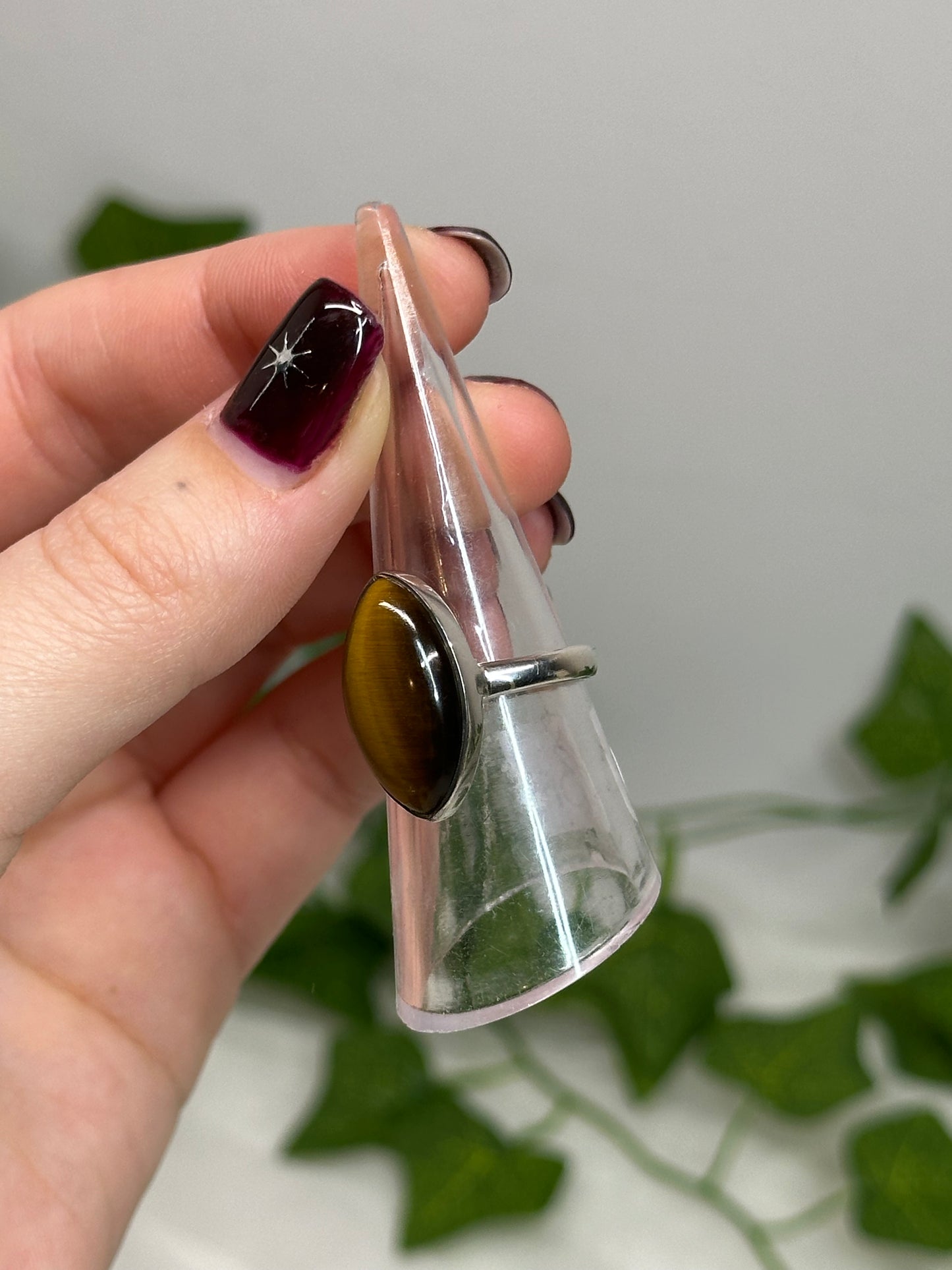 Tiger Eye Ring Size O (925 Sterling Silver)
