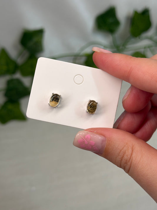 Oval Citrine Studs (925 sterling Silver)