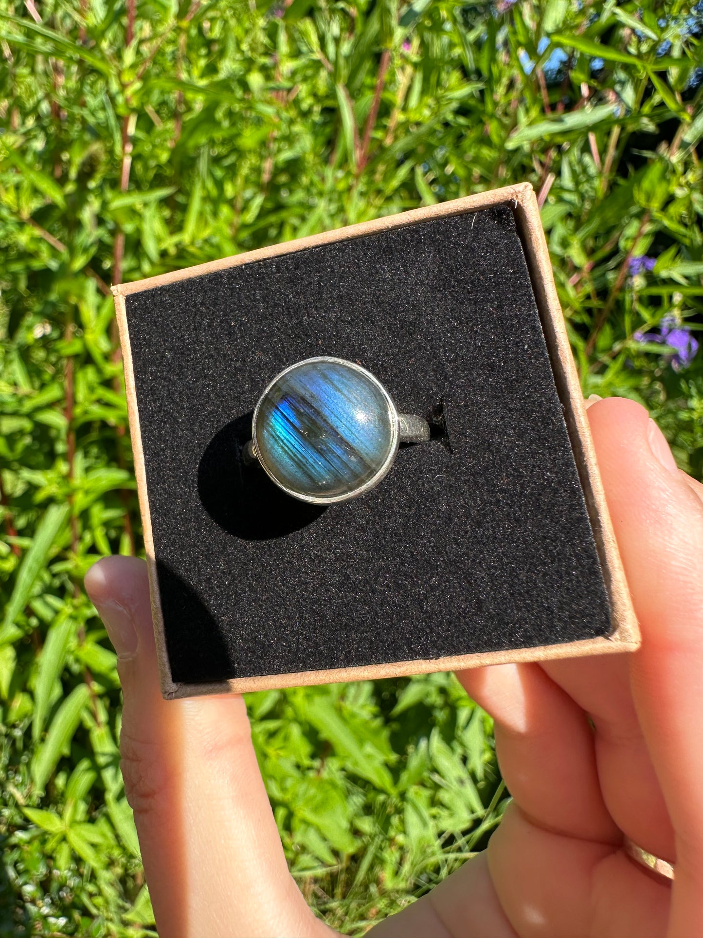 Labradorite Ring Size N (925 Sterling Silver)