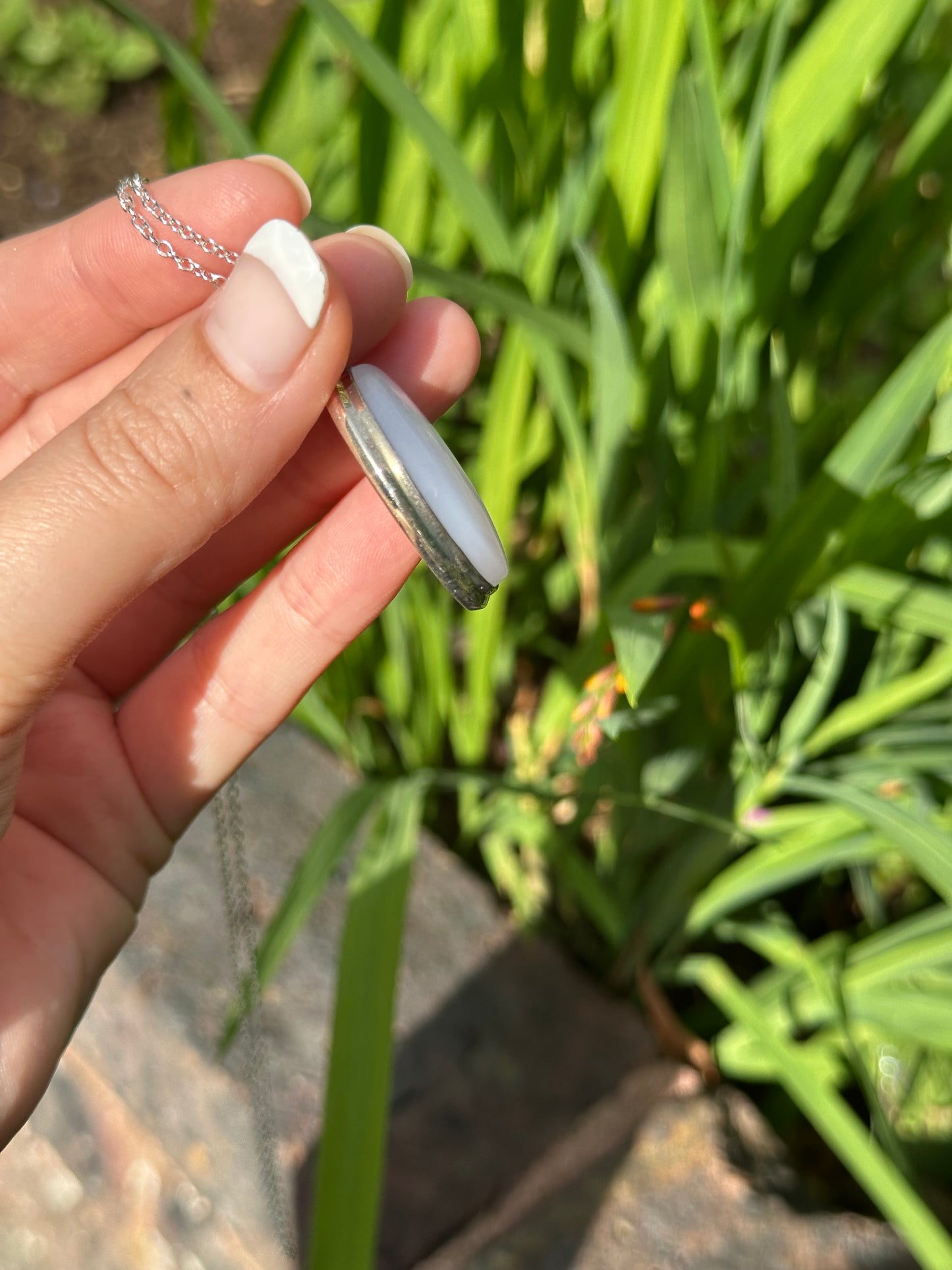 Blue Chalcedony Pendant (925 sterling silver)