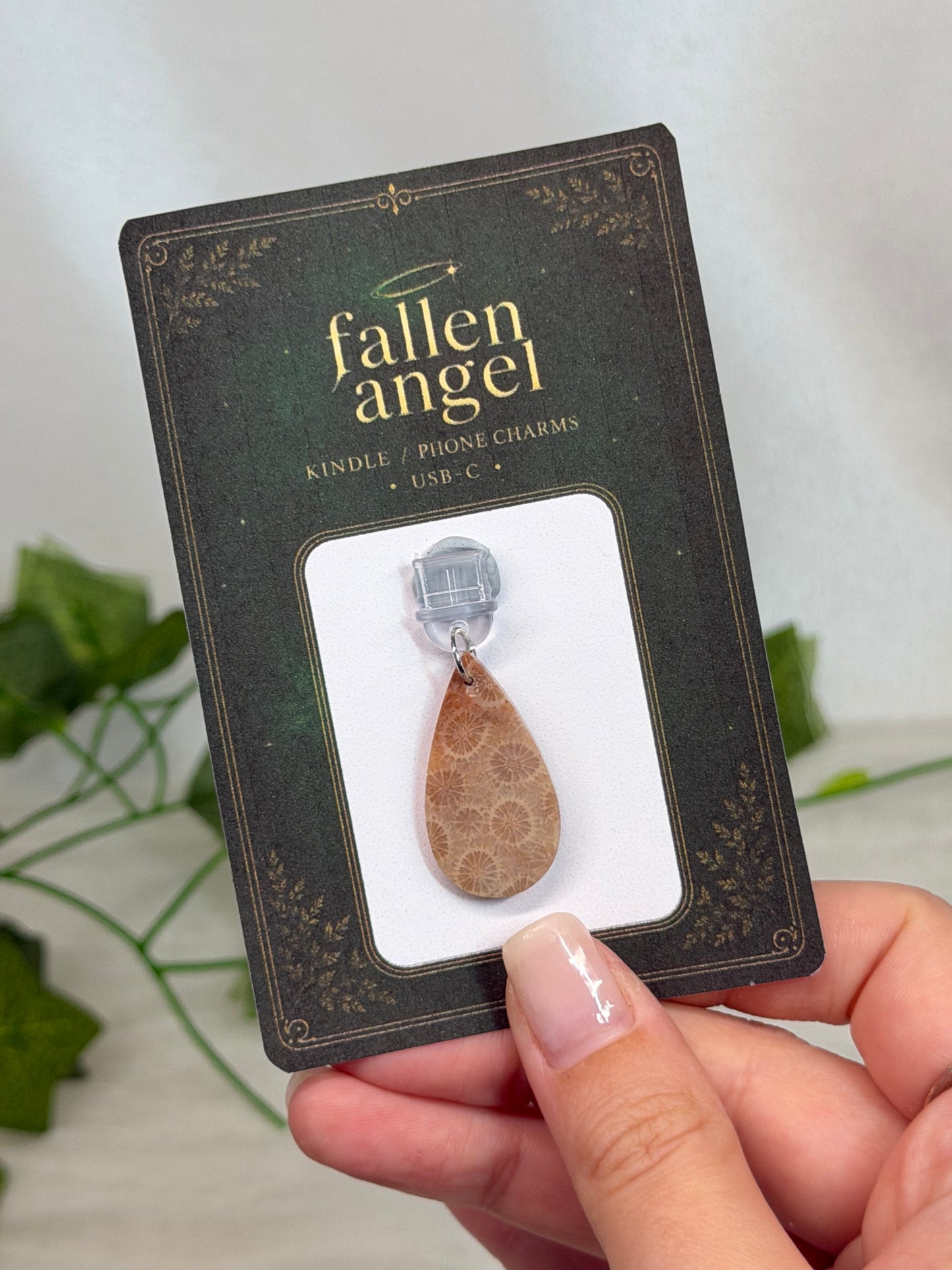 Fossilised Coral USB-C Phone/Kindle Charm