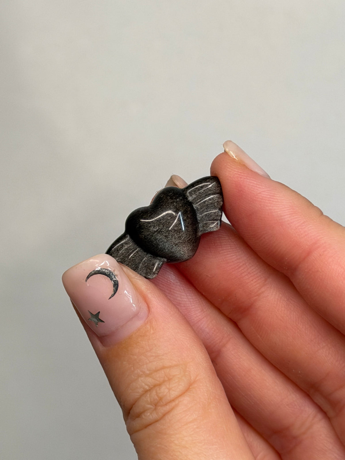 Silver Sheen Obsidian Mini Heart Wings