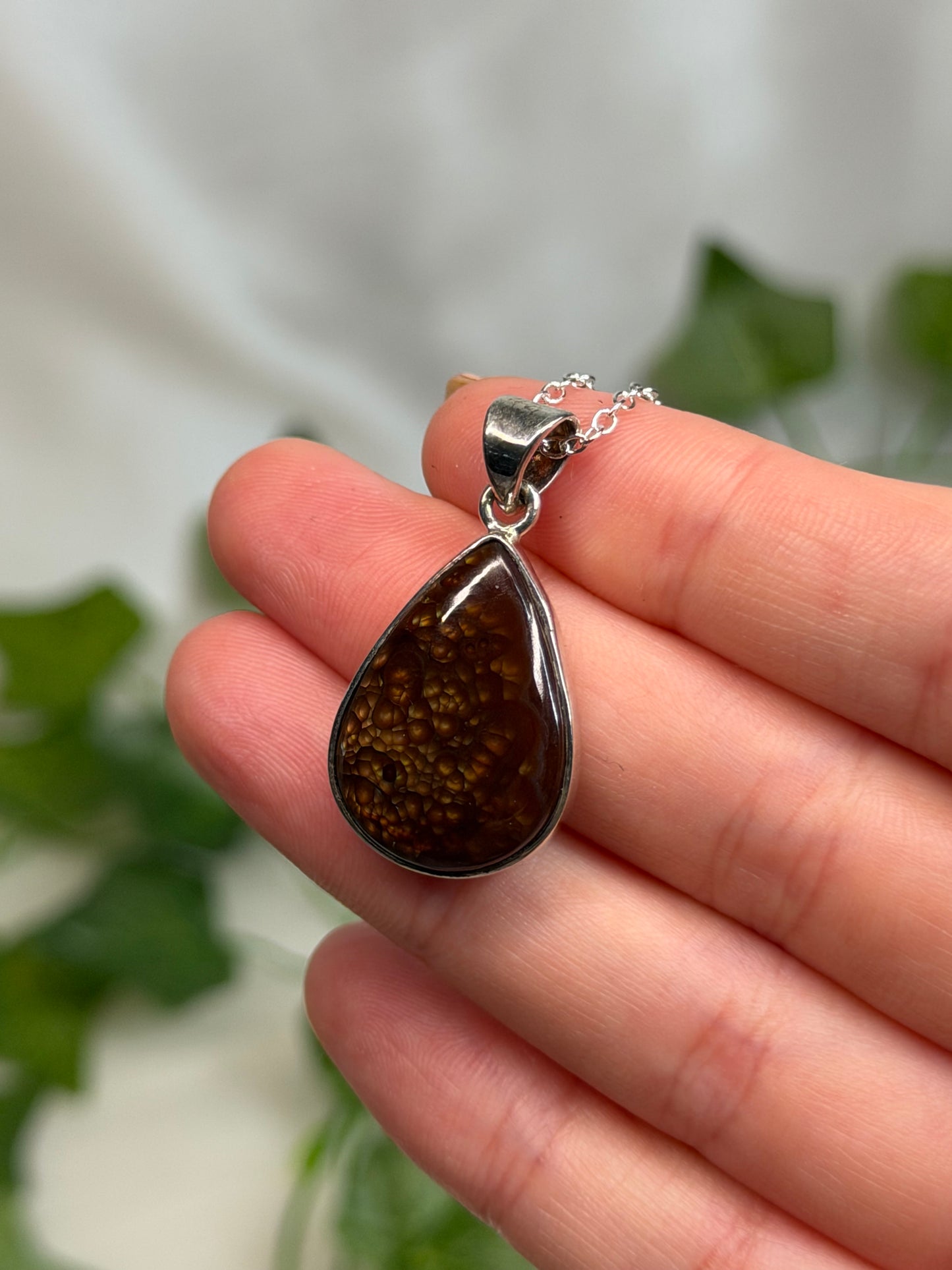 Fire Agate Pendant (925 Sterling Silver) B