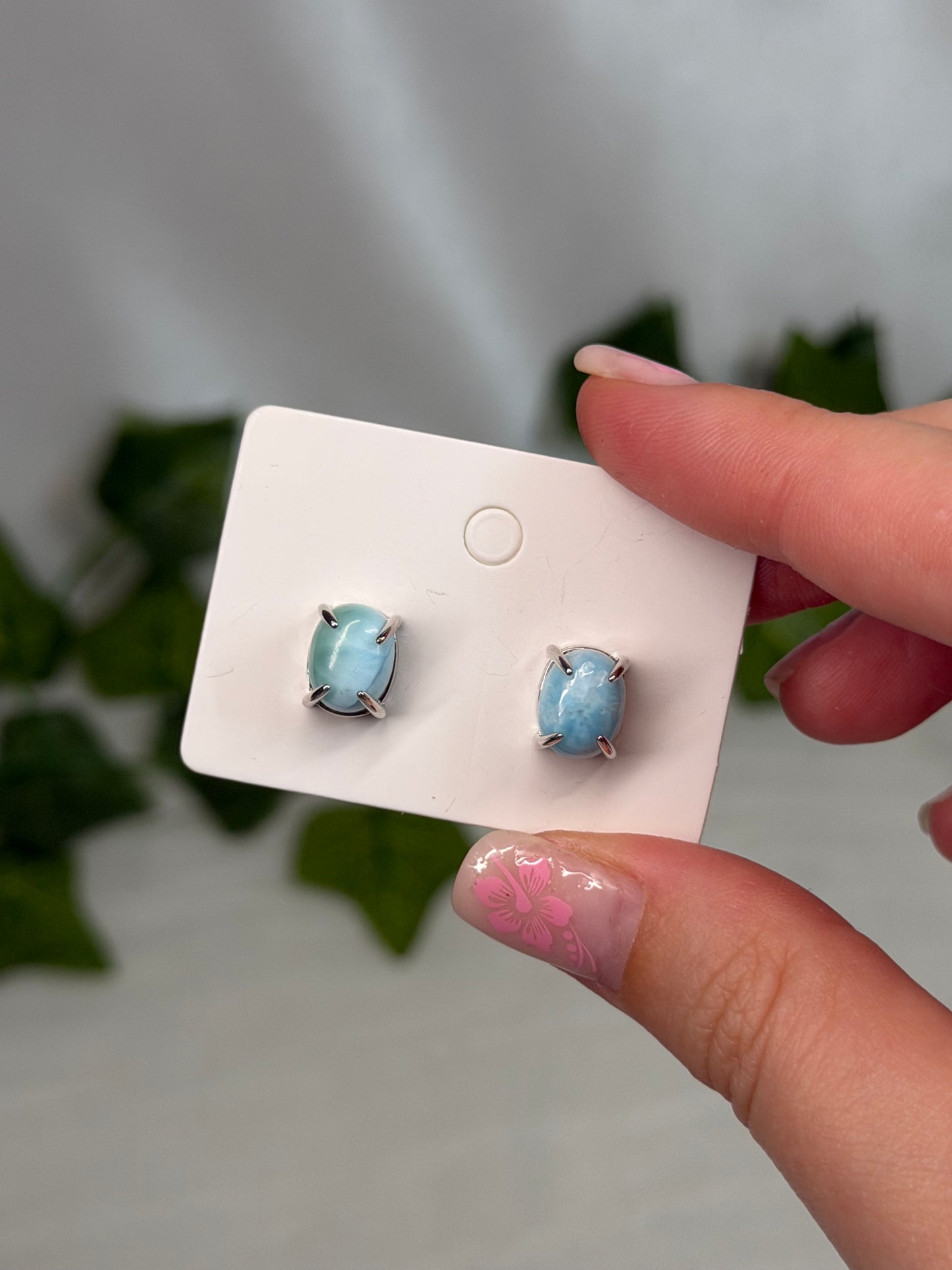 Larimar Studs (925 sterling Silver)
