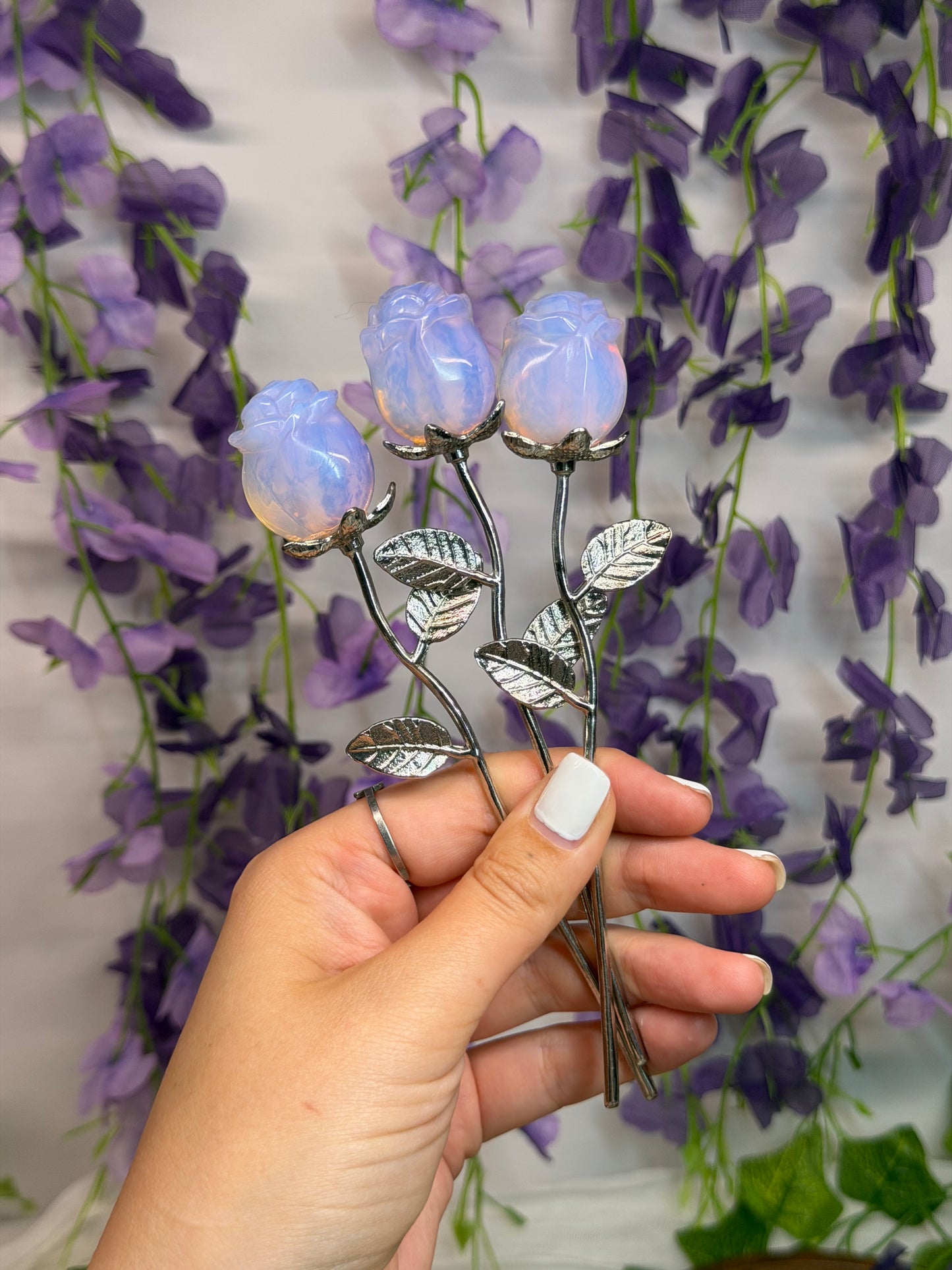 Pink Opalite Stemmed Roses