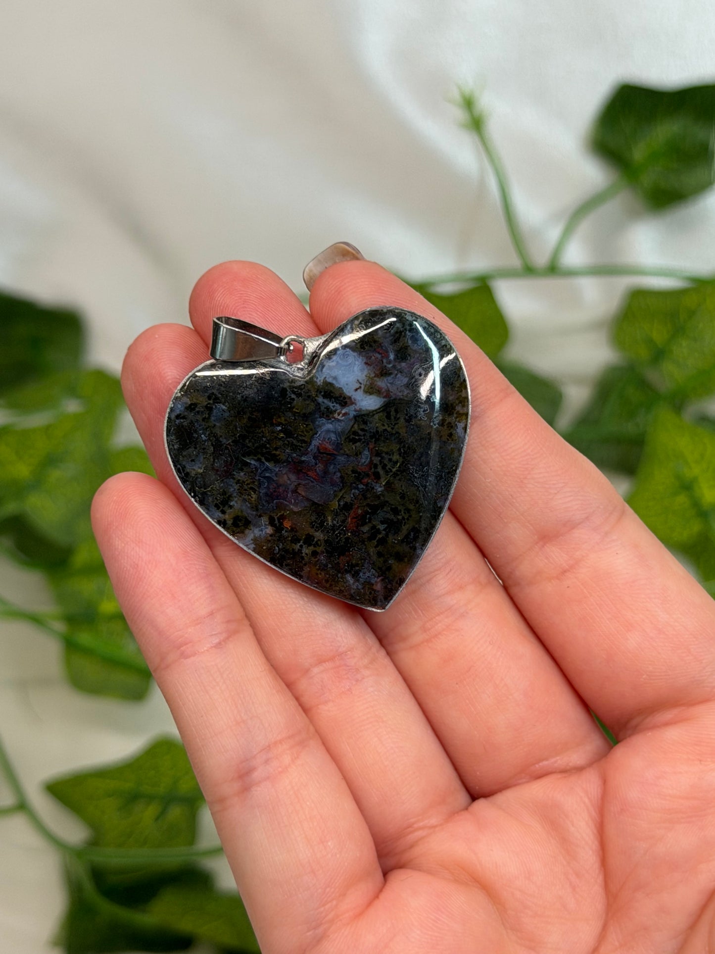Scenic Moss Agate Pendant (Stainless Steel)