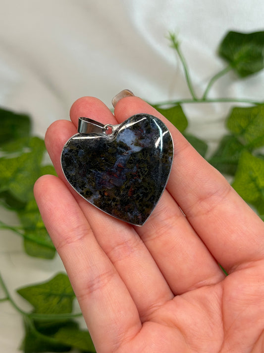 Scenic Moss Agate Pendant (Stainless Steel)