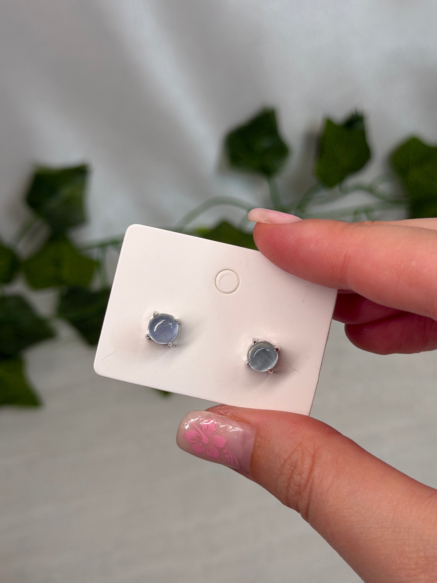 Round Aquamarine Studs (925 sterling Silver)