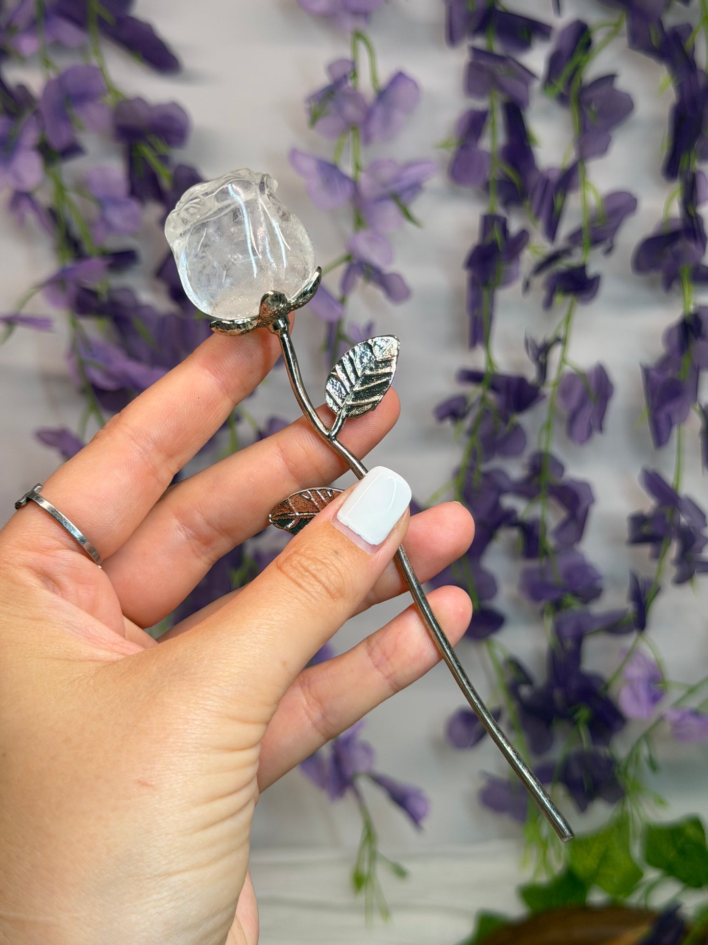 Clear Quartz Stemmed Roses