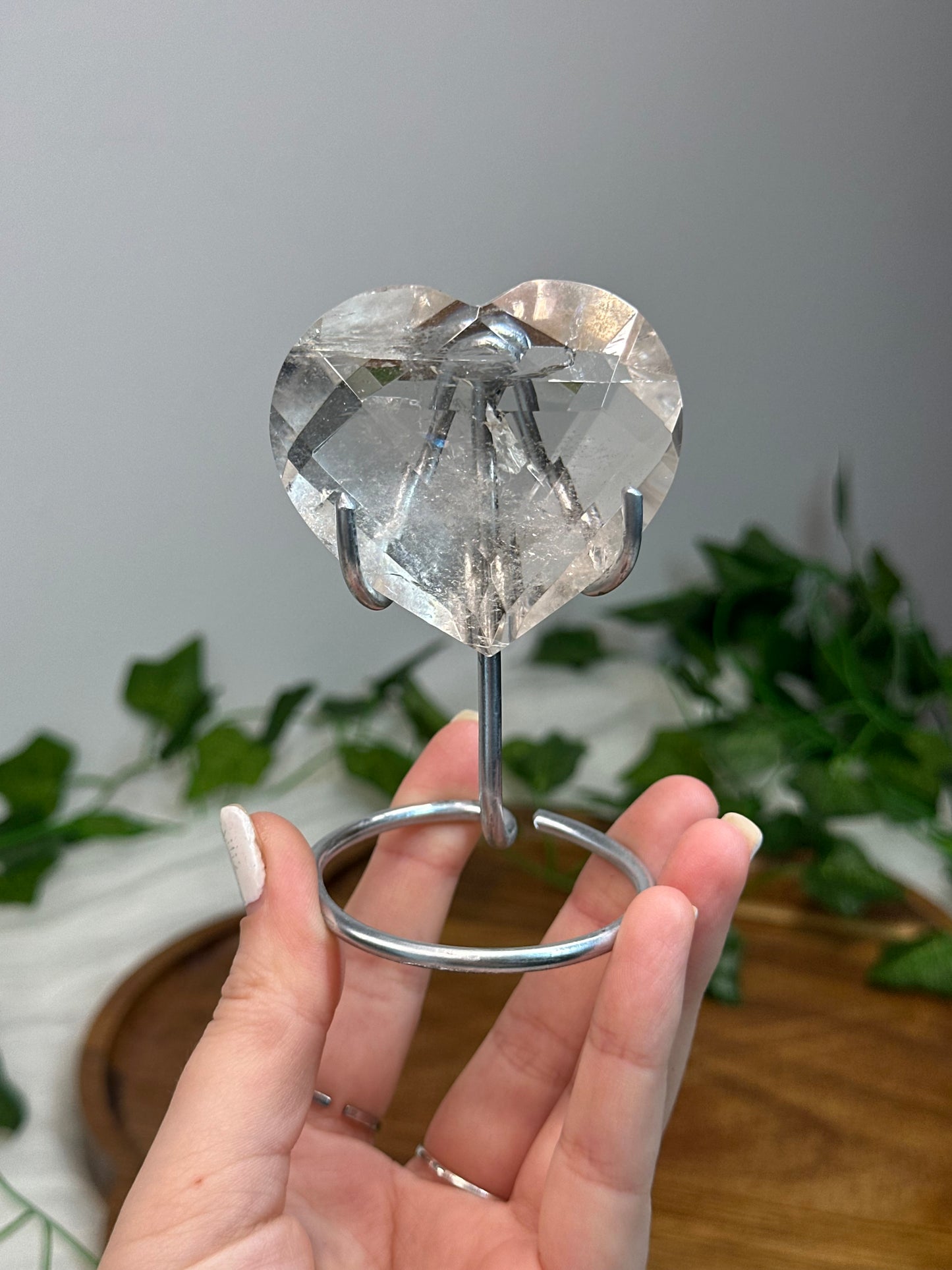 Clear Quartz Hearts on Stands