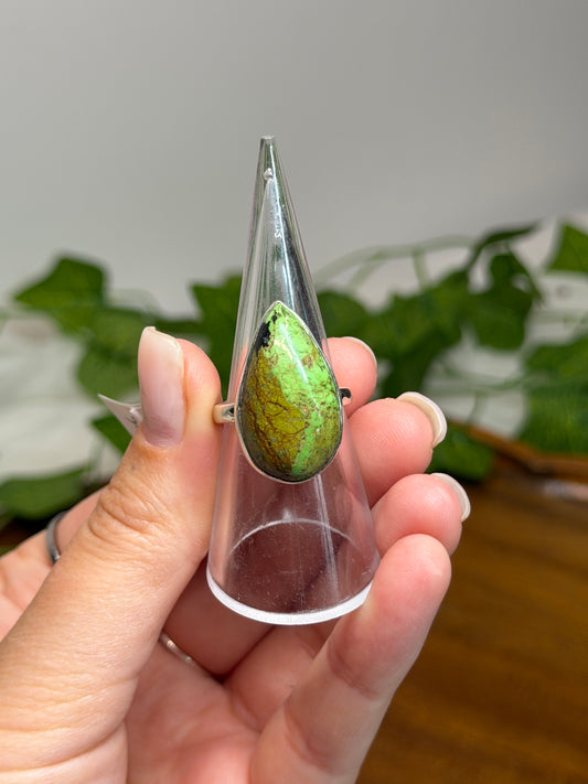 Gaspeite Ring Size O (925 Sterling Silver)