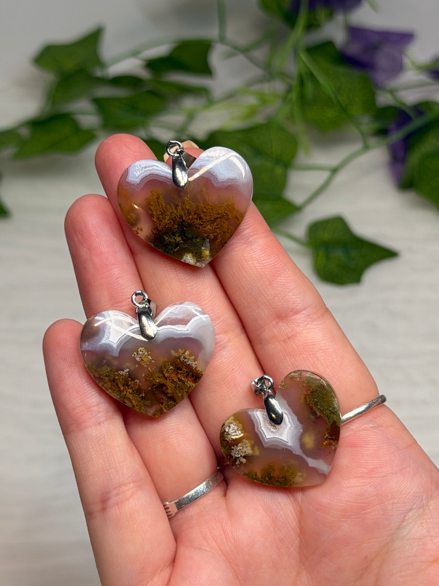 Scenic Moss Agate Heart Pendant