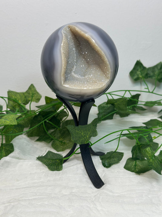 Druzy Agate Sphere with stand