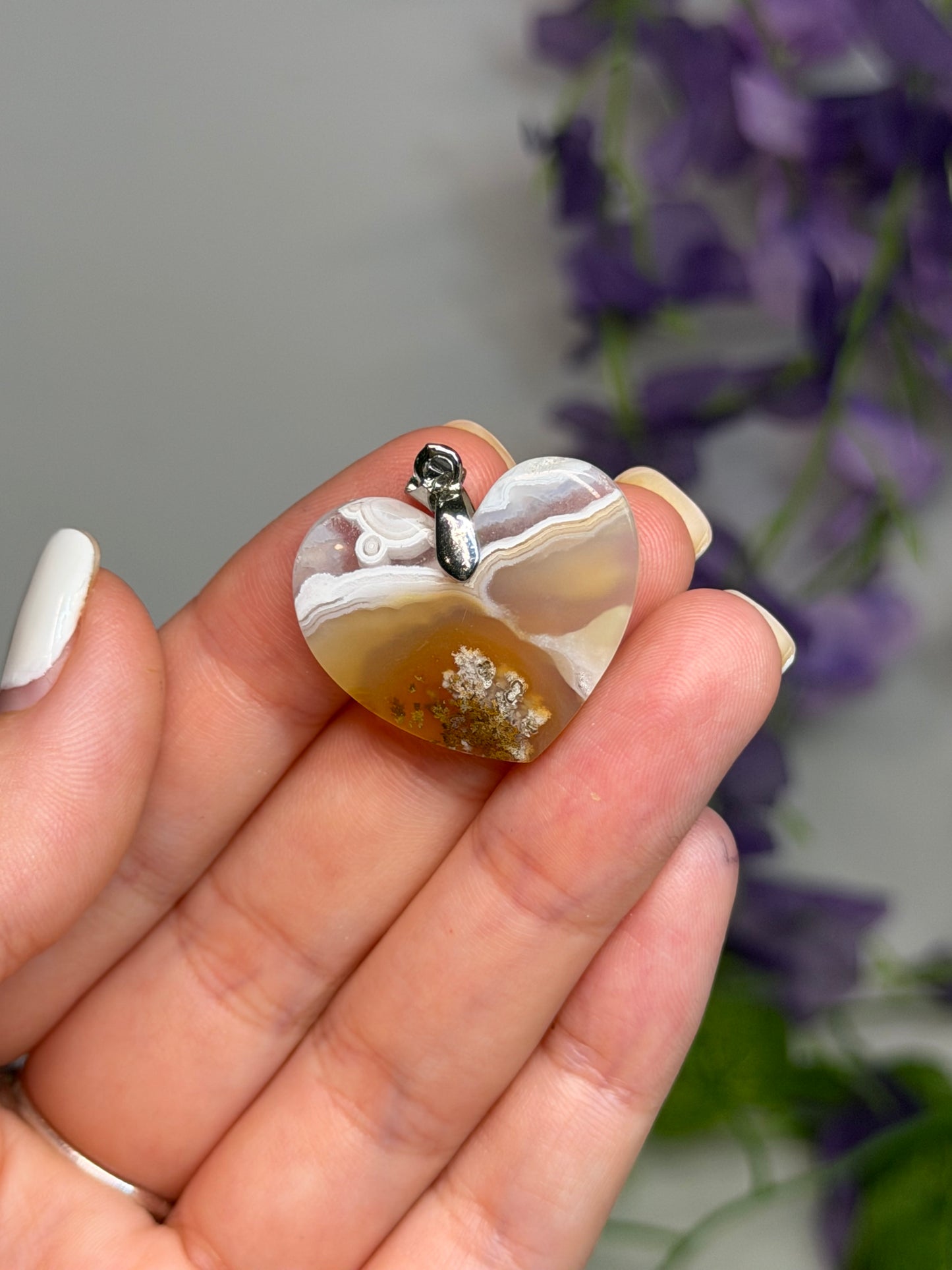 Scenic Moss Agate Heart Pendant