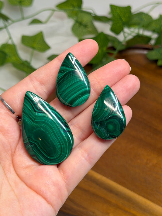Malachite Teardrop Malachite Cabochons
