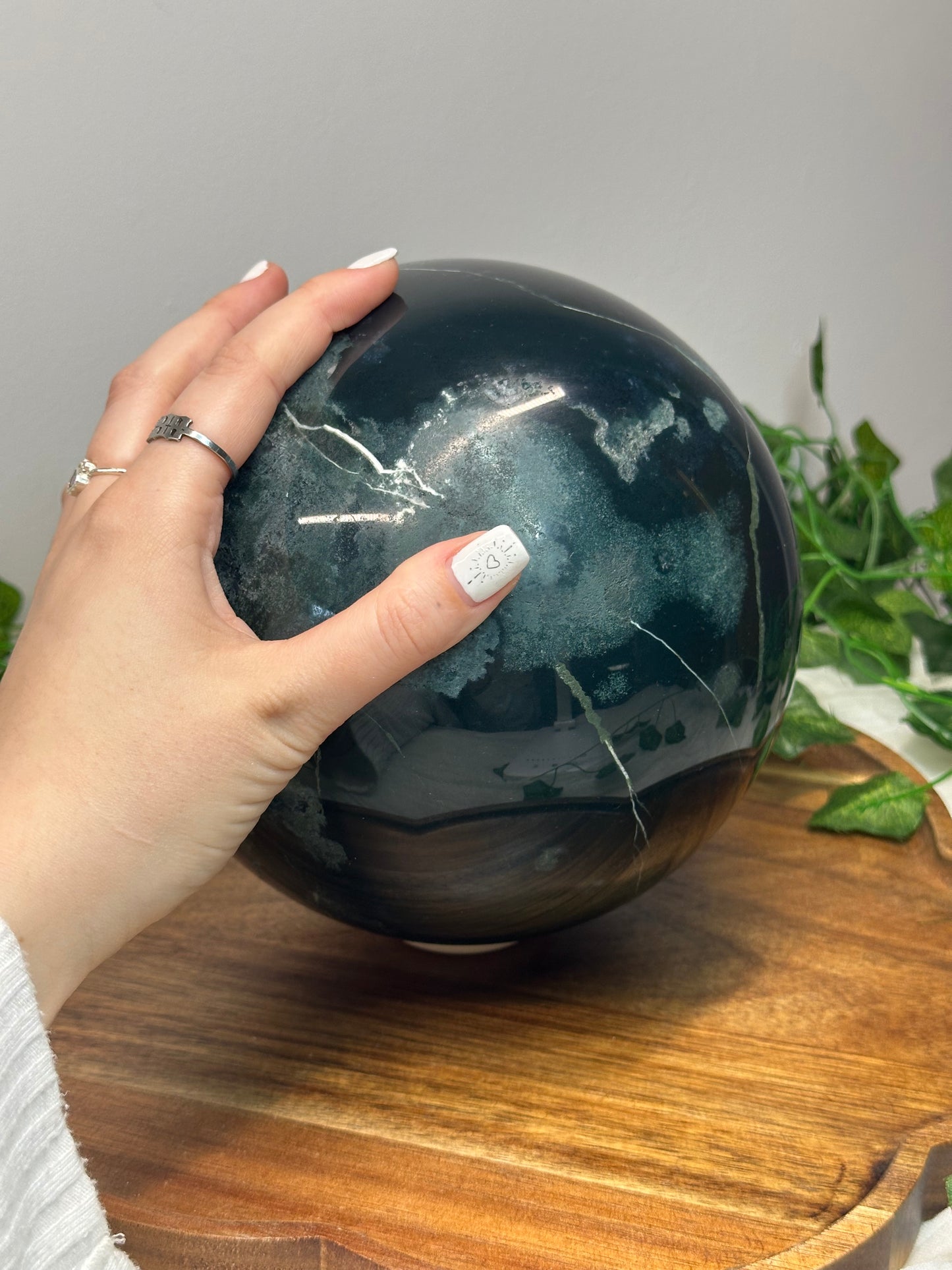 17cm Moss Agate Sphere