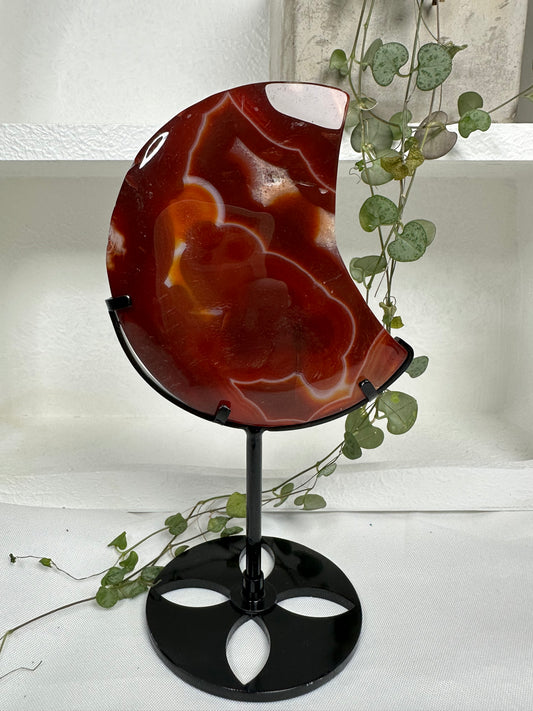 Red Agate Moon on a Stand (Dyed Agate)