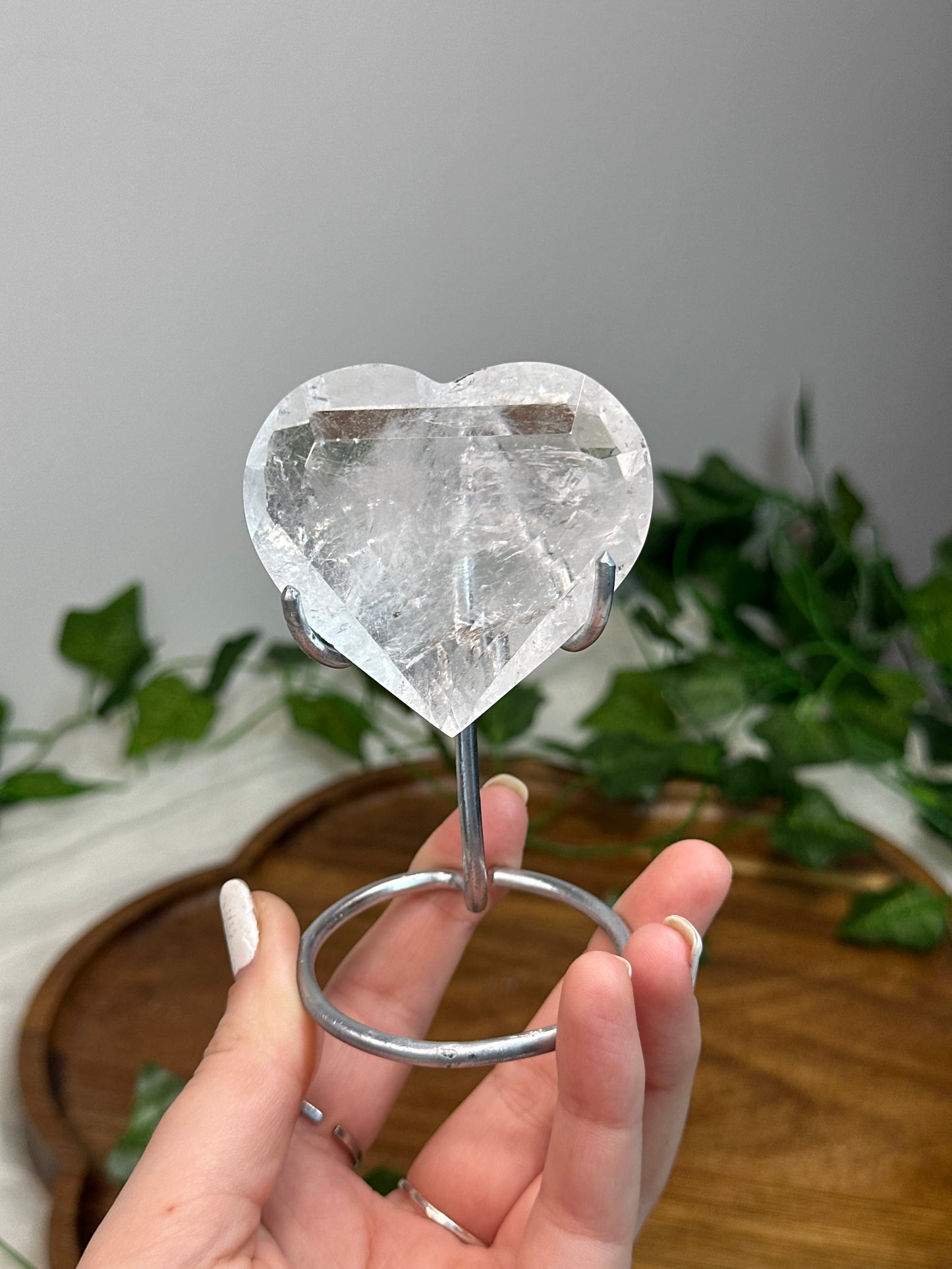 Clear Quartz Hearts on Stands