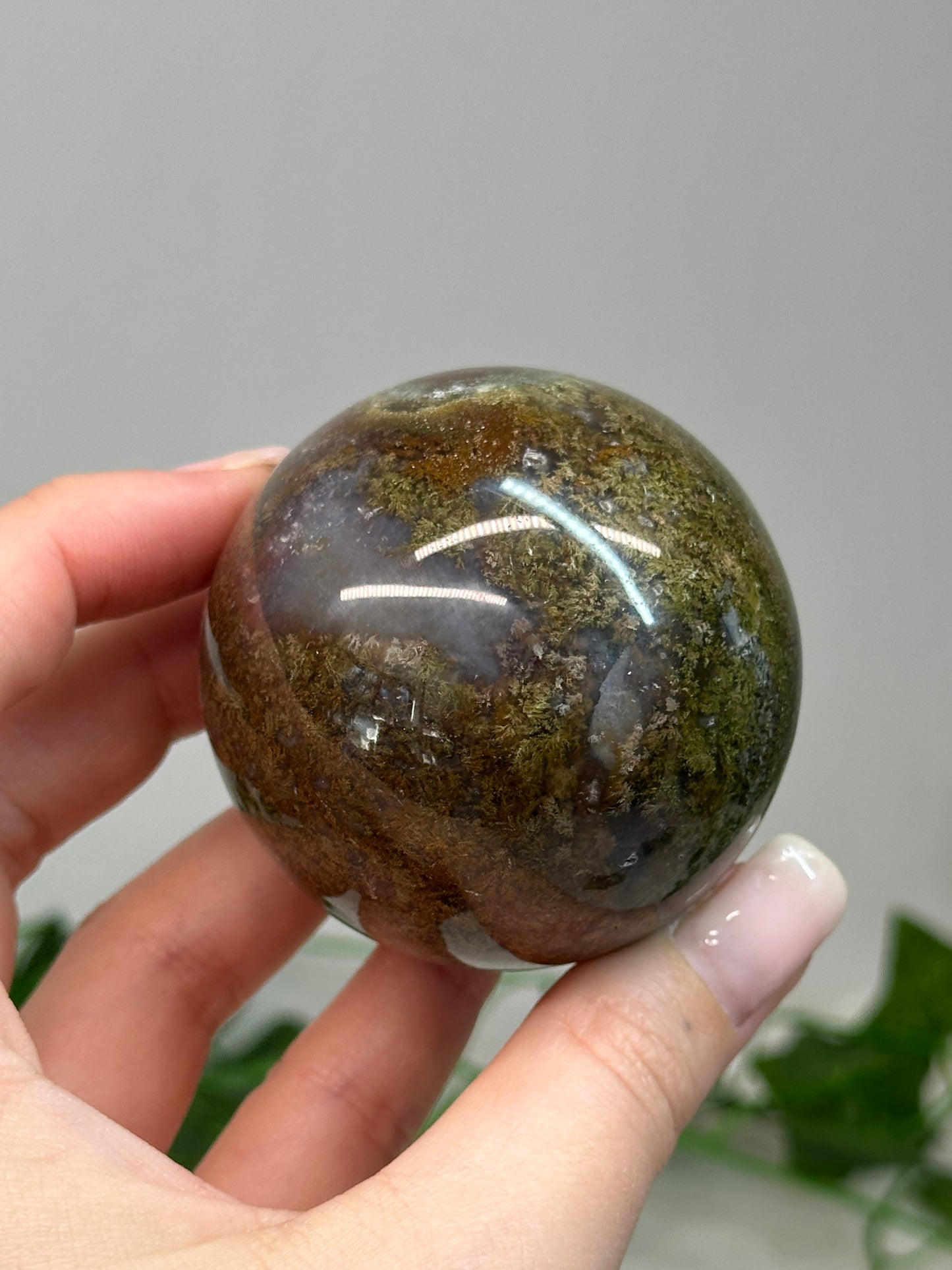 Scenic Moss Agate Sphere