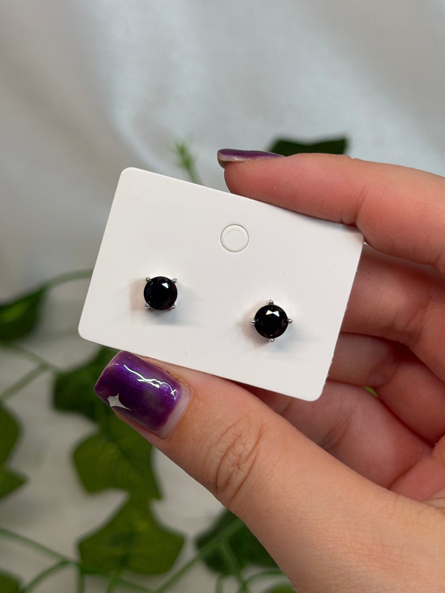 Black Spinel Studs (925 Sterling Silver)
