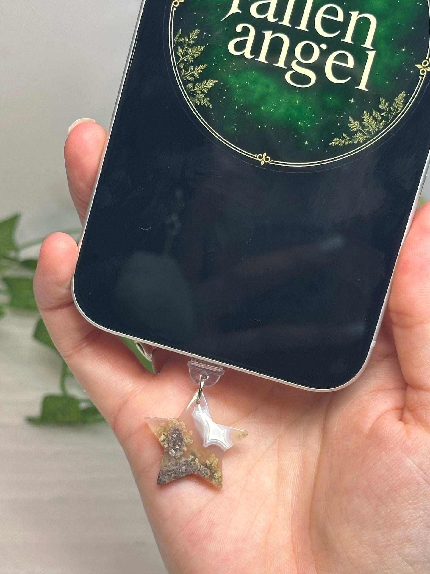 Scenic Moss Agate Star Phone / Kindle Charms (USB-C)