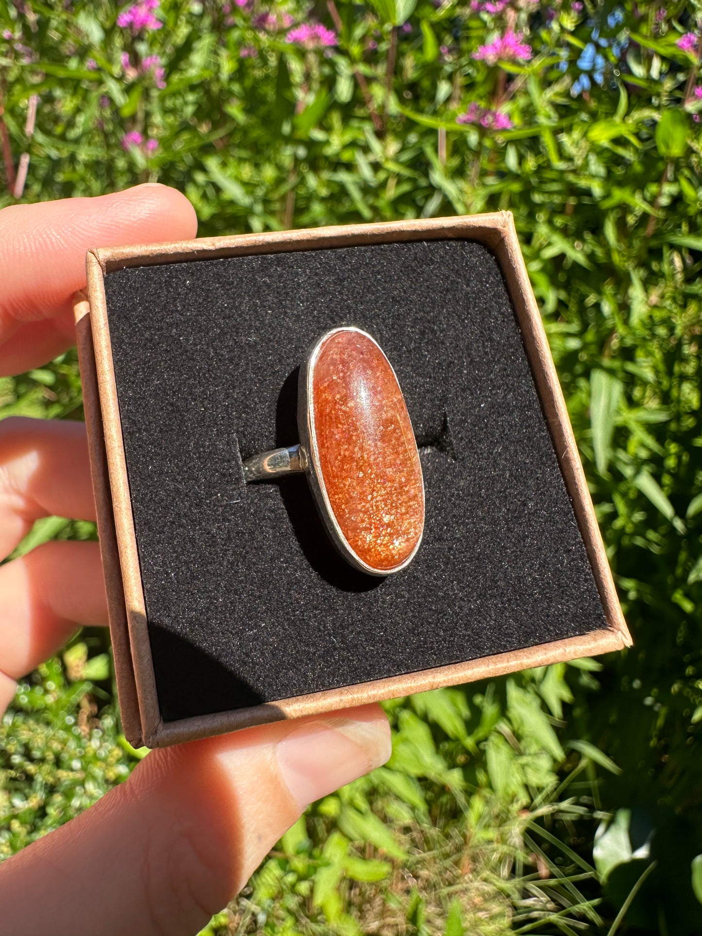 Sunstone Ring Size L1/2 (925 Sterling Silver)