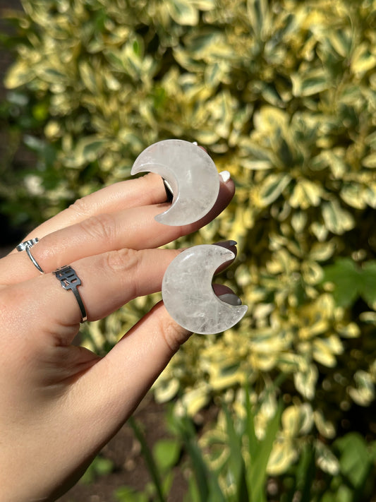 Clear Quartz Moon Car Airvent Clip