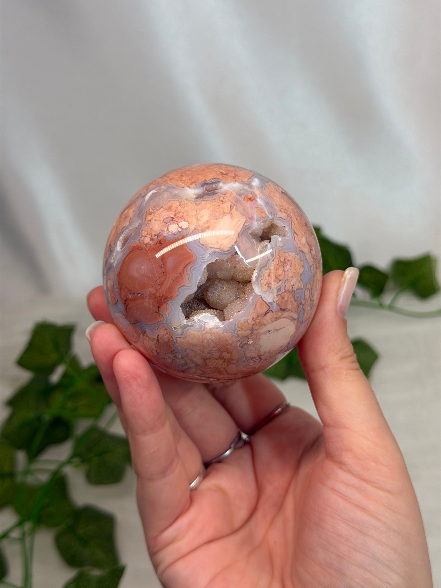 6.5cm Pink Petal Agate Sphere