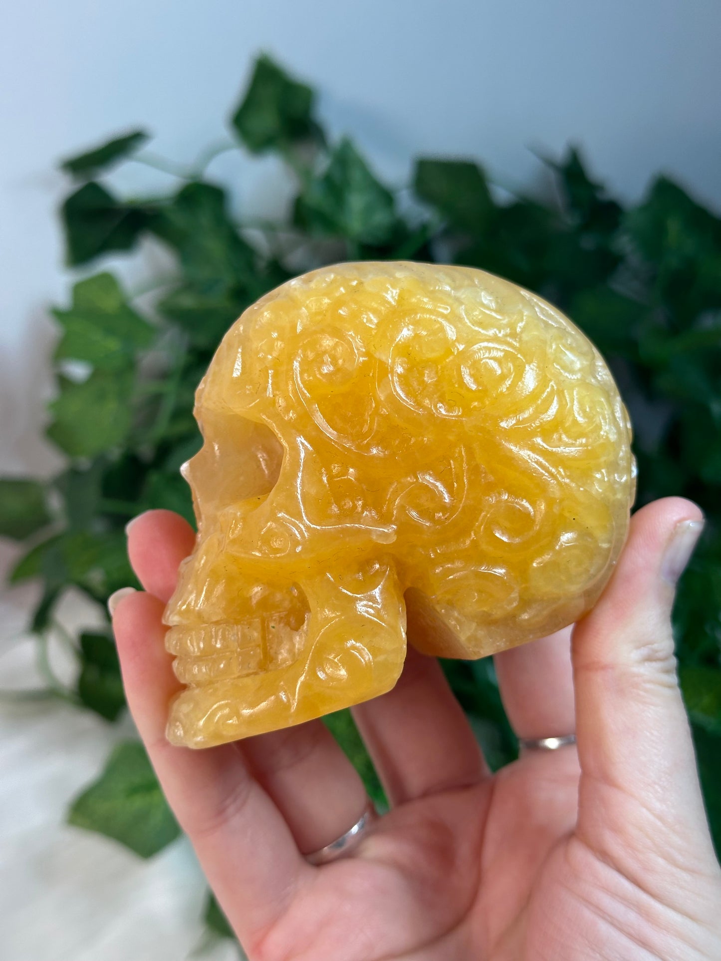 Orange Calcite Skull