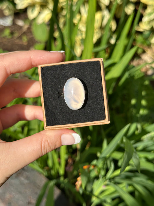 Blue Chalcedony Ring Size O (925 sterling silver)