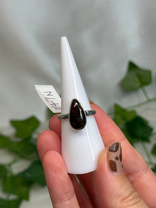 Teardrop Fire Agate Ring Size N