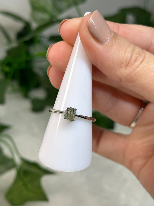 Moldavite Adjustable Ring (925 Sterling Silver)