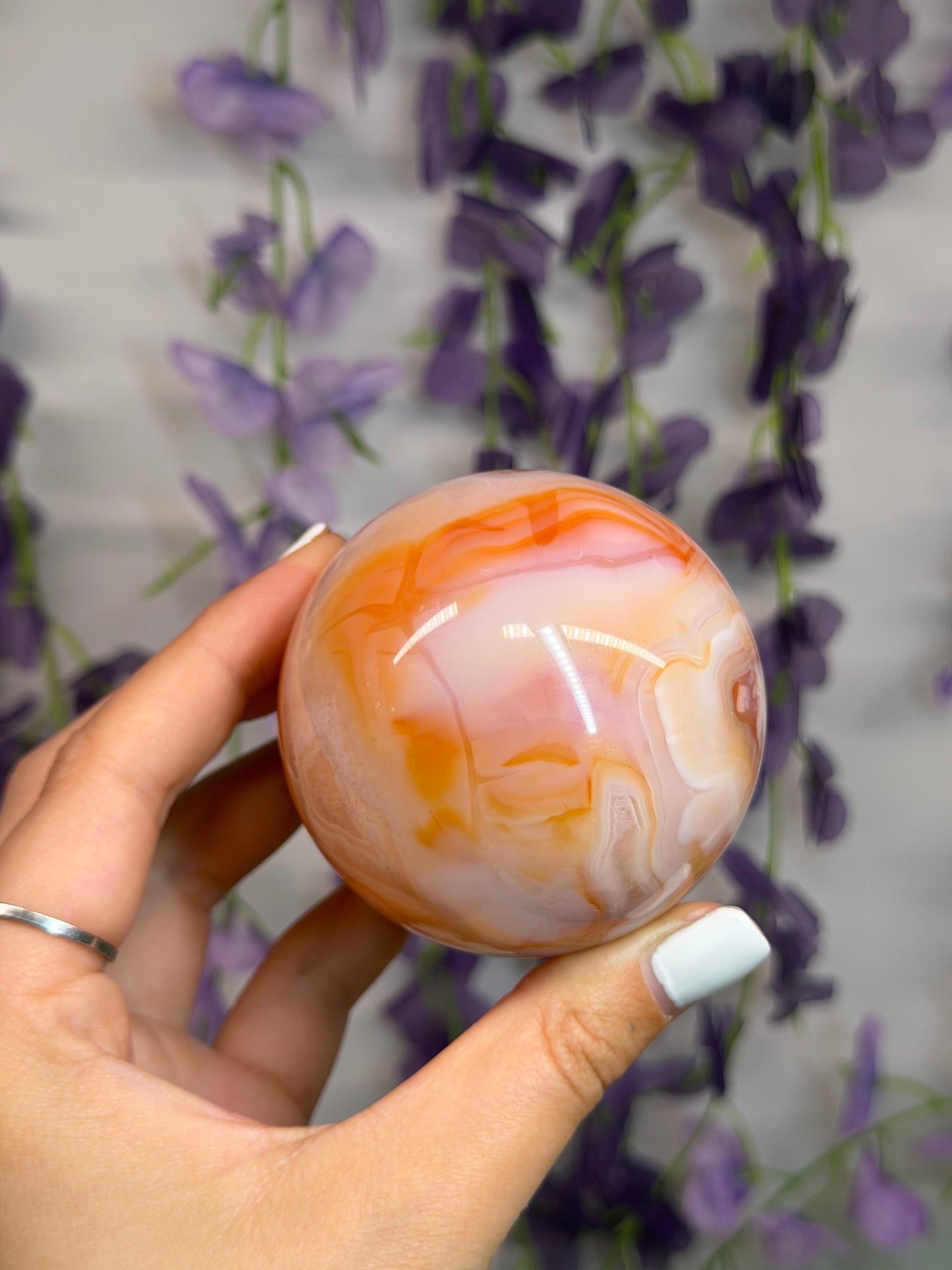 6.3cm Flower Agate x Carnelian Sphere