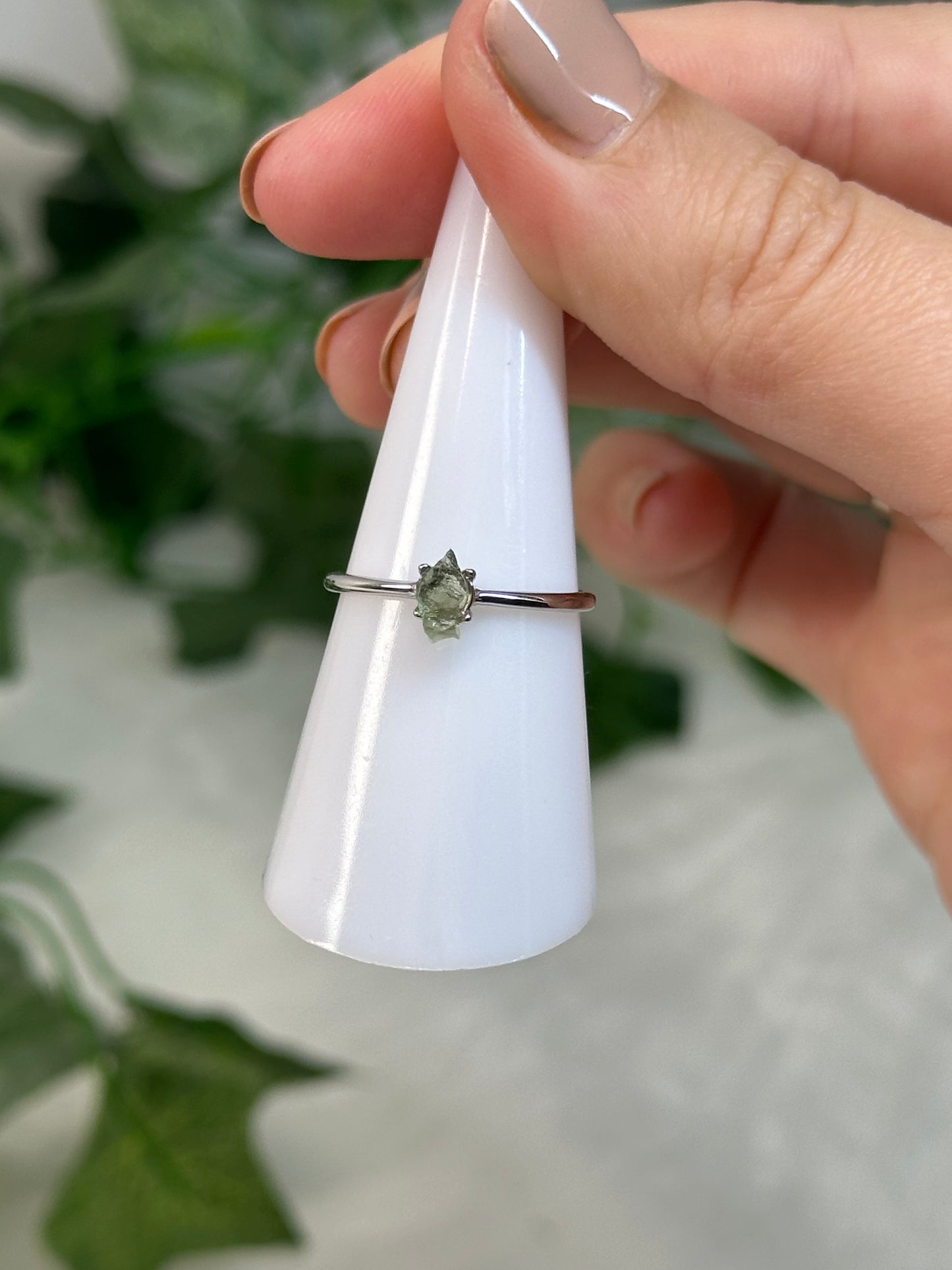 Moldavite Adjustable Ring (925 Sterling Silver)