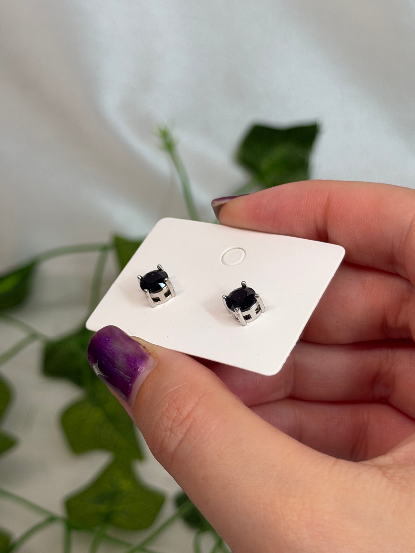 Black Spinel Studs (925 Sterling Silver)
