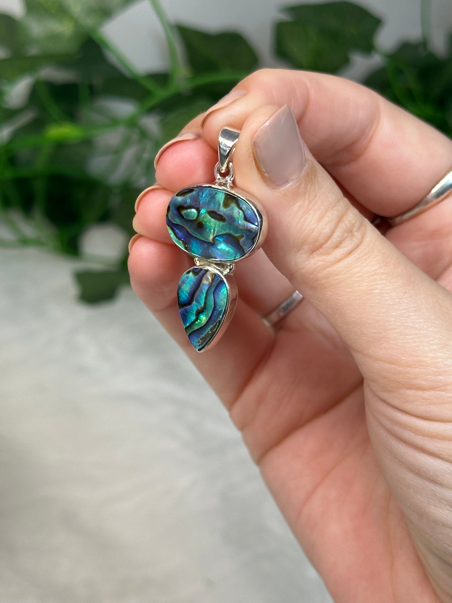 Double Abalone Pendant (925 Sterling Silver)