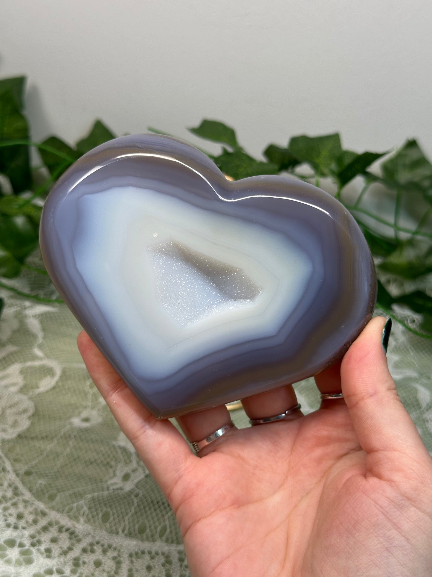 Druzy Agate Heart on a Stand